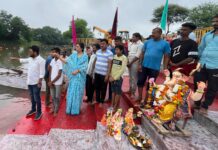 सागर :महापौर ने किया विसर्जन स्थल का निरीक्षण