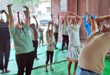ग्राम मनेसिया में सूर्य नमस्कार शिविर आयोजित